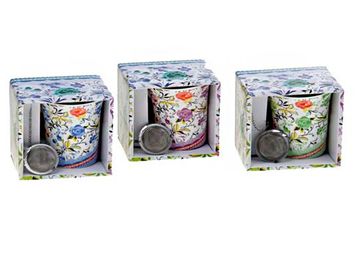 Кружка с ситом "Цветочные узоры" 300 мл.