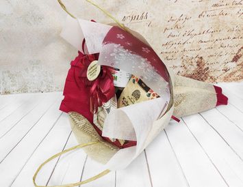 Букет из чая и кофе "Винтажный" с гравировкой