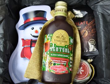 Новогодний подарок для мужчин "Джентльмен" с чаем, кофе и медом