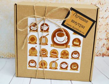Оригинальный подарок для женщин и мужчин "Универсальный" с чаем, кофе, орехами и конфетами в коробке