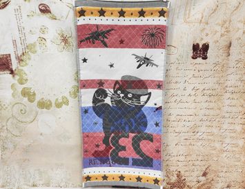 Полотенце на 23 февраля "Кот в тельняшке"  для рук серое