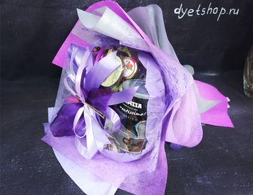 Букет из чая, кофе и конфет с сухоцветами