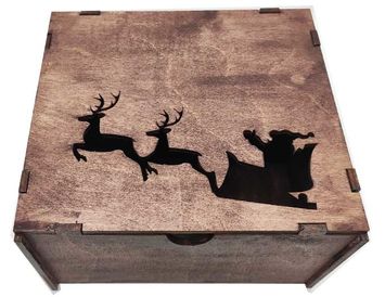 Бокс деревянный "Новогодние сани с оленями " 20x16x9 см.
