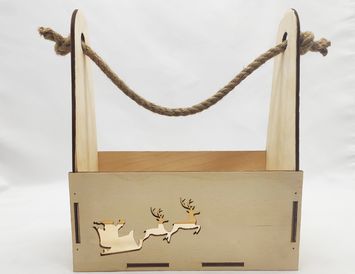 Ящик деревянный с канатной ручкой Олени