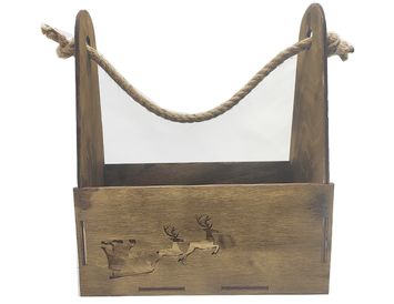 Ящик деревянный с канатной ручкой Олени
