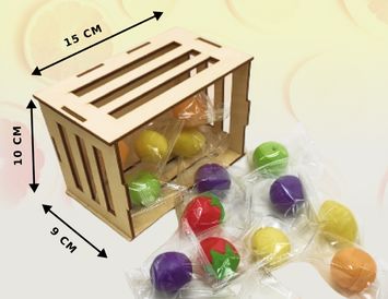 Марципан фрукты в деревянном ящике 300 г.