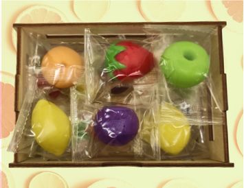 Марципан фрукты в деревянном ящике 300 г.