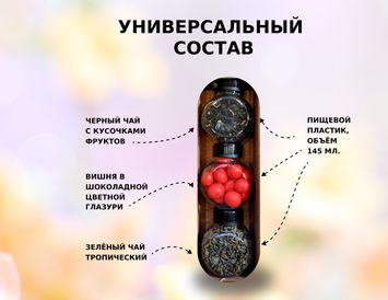 Подарок в коробке-бутылке с чаем и конфетами