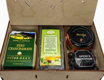 Корпоративный бокс - чай, кофе, мёд, орехи