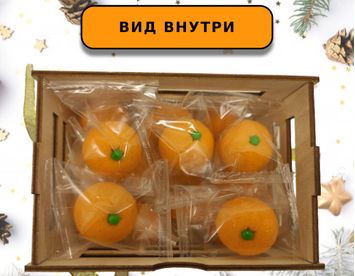 Марципан Мандарины в деревянном ящике