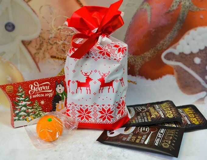 Пакет с оленями "Новогодний подарок"