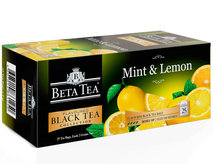 Пакетированный черный чай Мята - Лимон