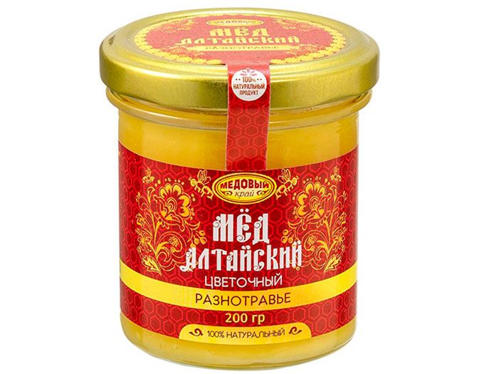 Мёд Алтайский «разнотравье» натуральный цветочный, 200 г. Мед Алтайский донниковый.