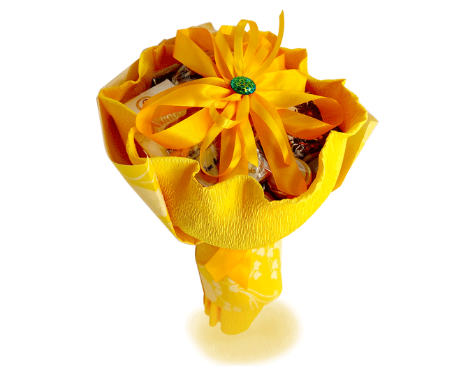 Букет с чаем "Желтый цветок"