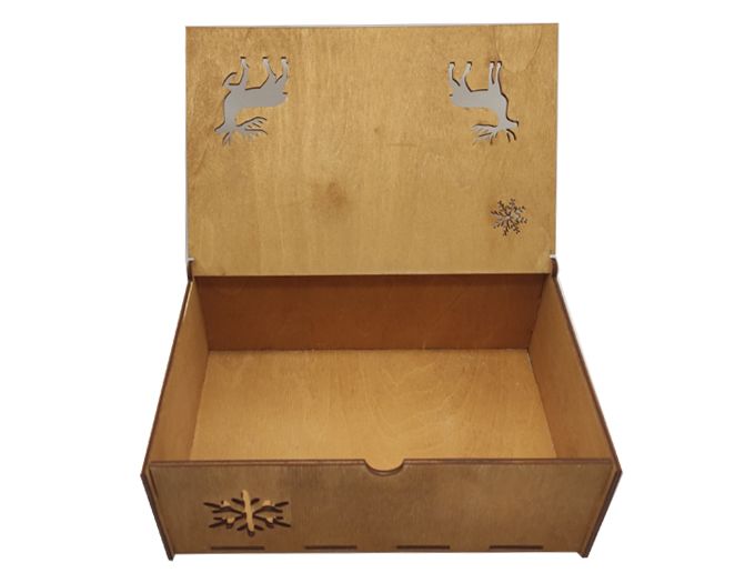 Деревянная коробка на Новый год 2 оленя