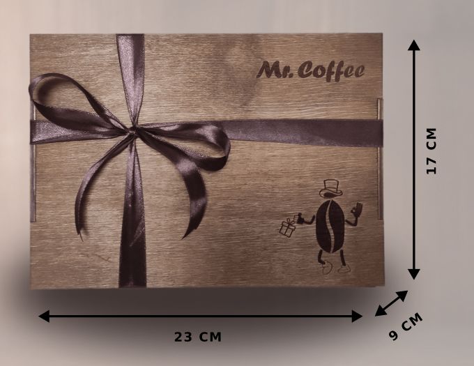 Набор из 2 видов кофе молотого, 2 видов шоколада, сиропа и трафарета для кофе "Mr. Coffee"