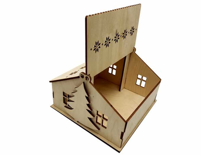 Ящик деревянный новогодний "Рождественский домик"  НЕокрашенный